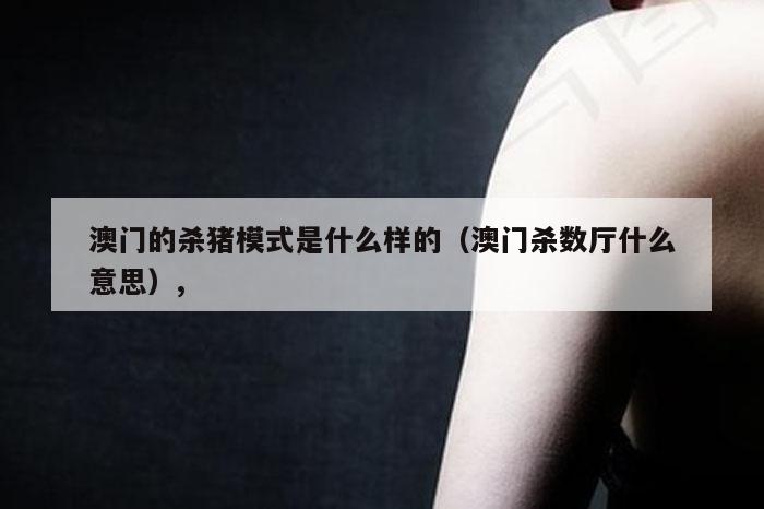 澳门的杀猪模式是什么样的（澳门杀数厅什么意思）,